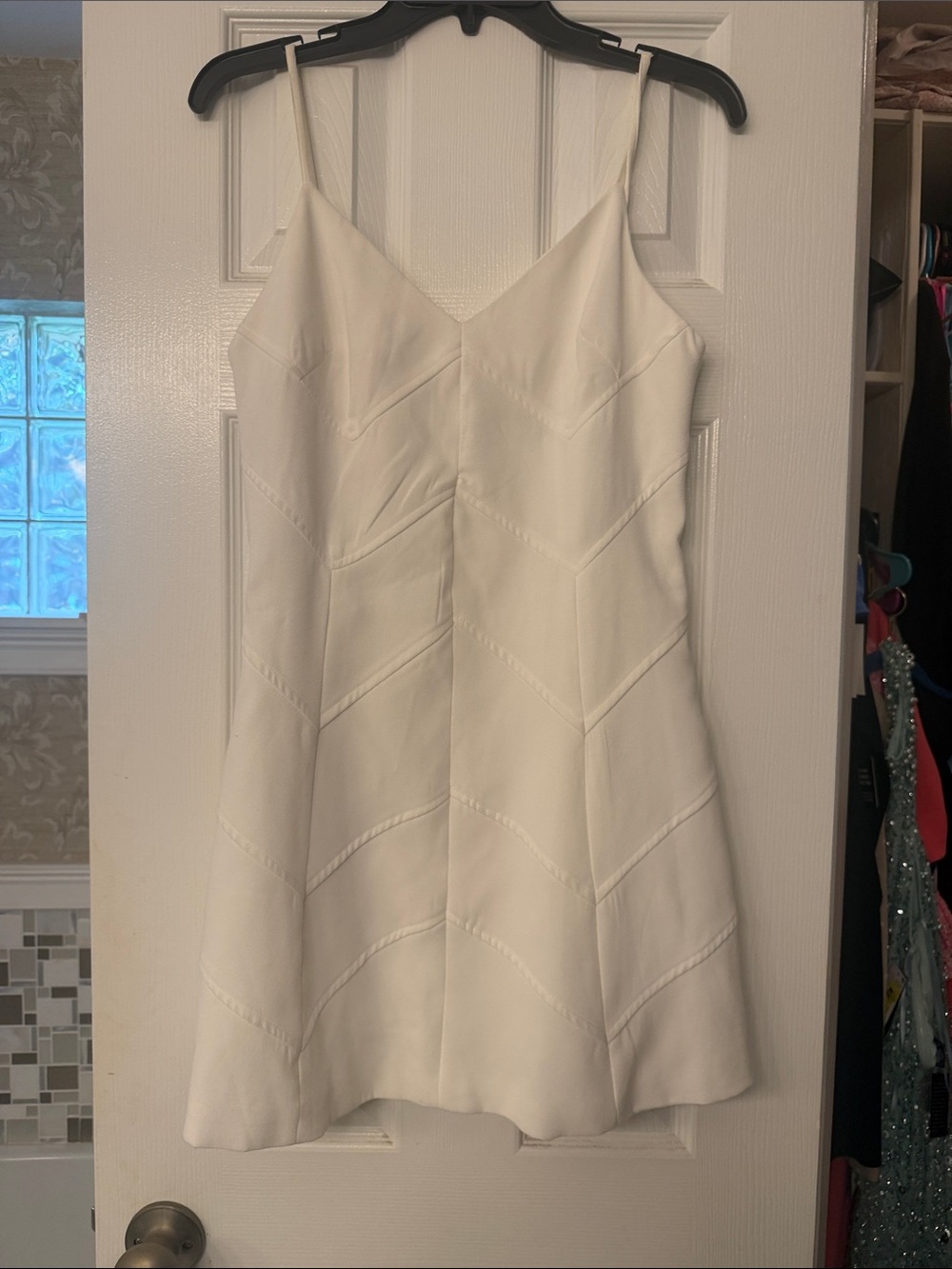 White V-Neck Spaghetti Strap Mini Dress